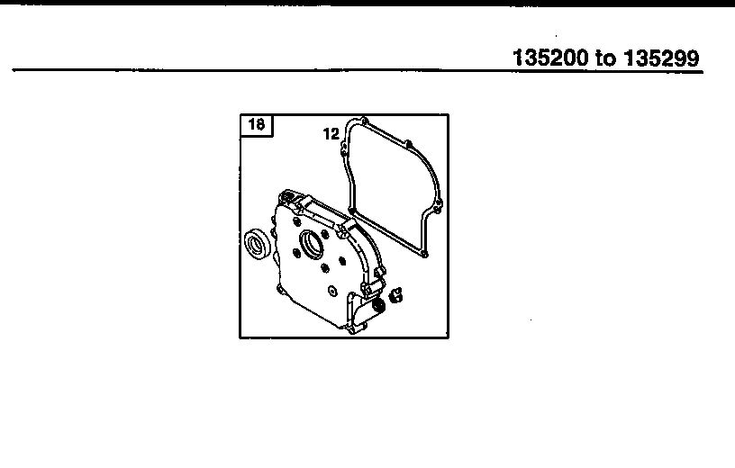 Crankcase 1 Diagram and Parts List for 135200-135299 0001-0013 Briggs and Stratton Engine
